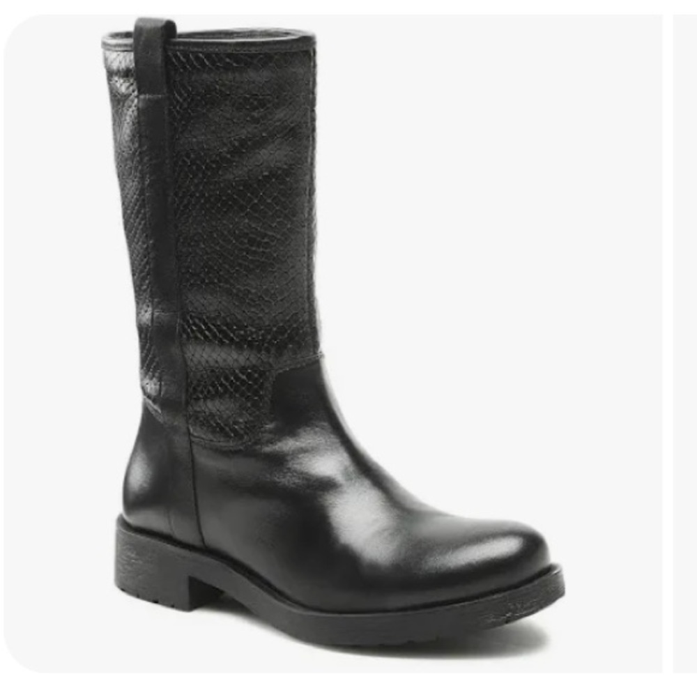 GEOX Drawelleh Snakeskin Embossed Leather Boots